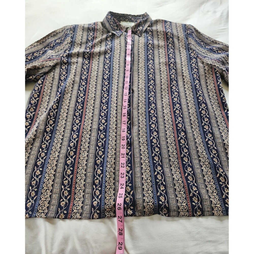 Vintage Studio Works Womens 18W Button Up Blouse Floral Stripe Long Sleeve Plus - Picture 5 of 8